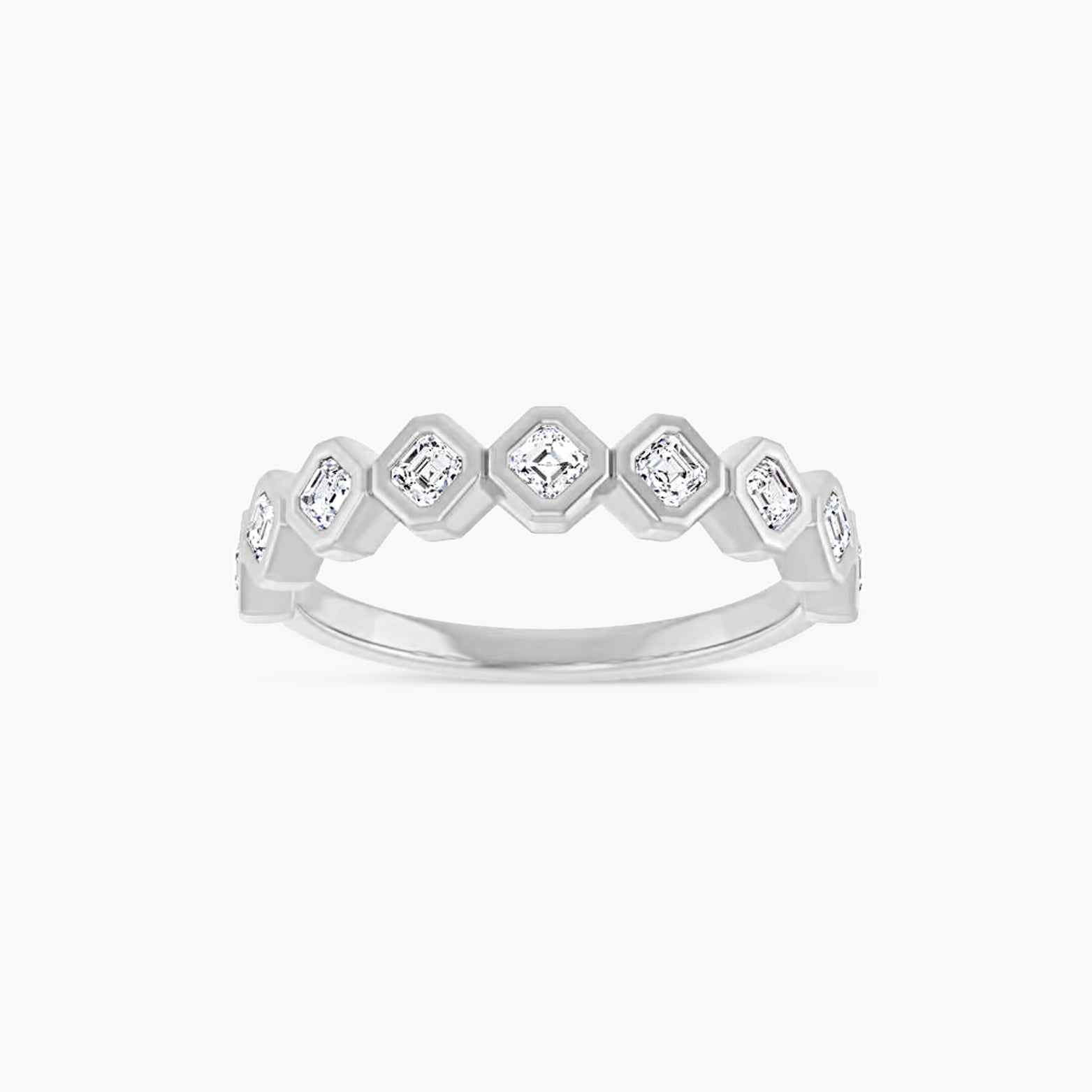 Asscher Bezel-Set Anniversary Band