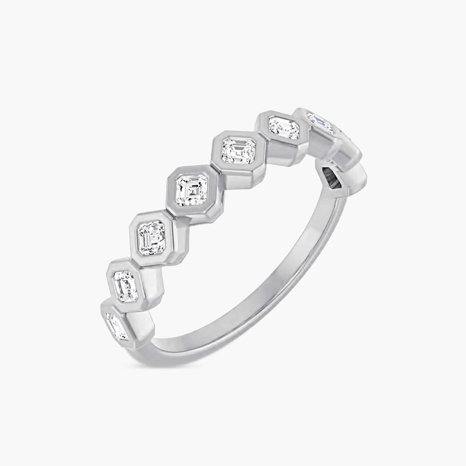 Asscher Bezel-Set Anniversary Band