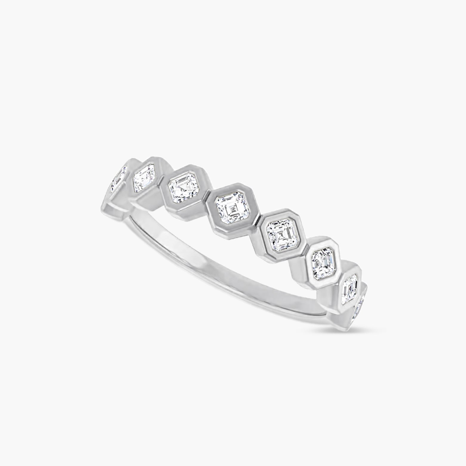 Asscher Bezel-Set Anniversary Band