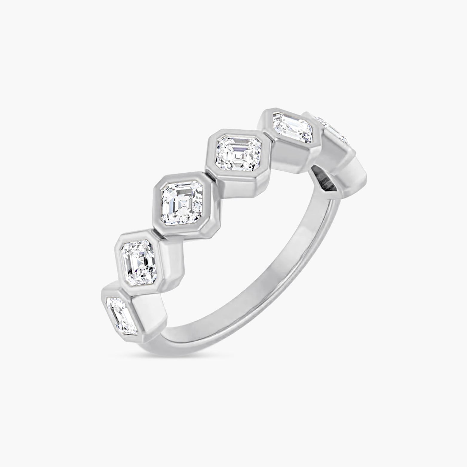 Asscher Bezel-Set Anniversary Band