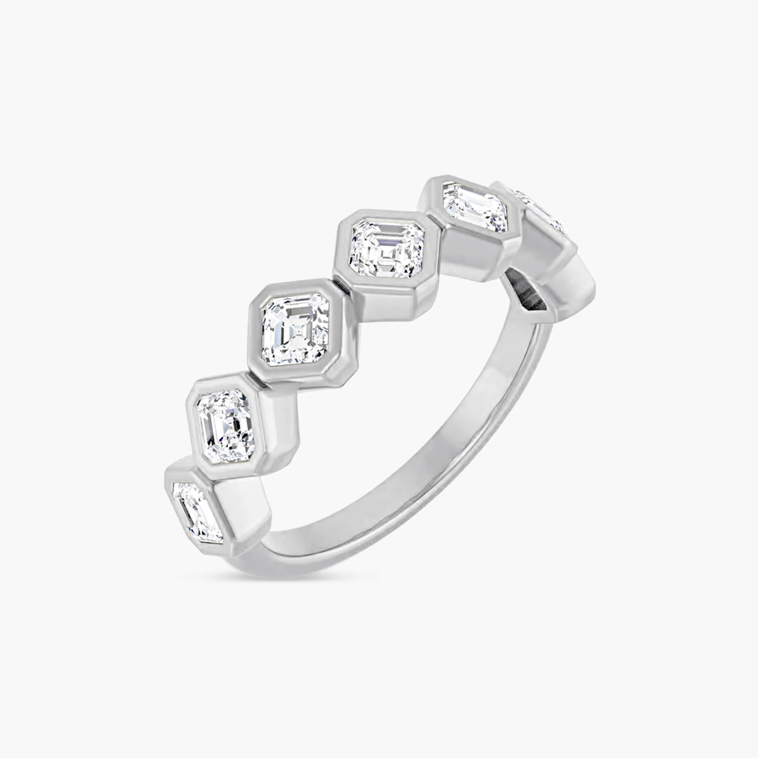 Asscher Bezel-Set Anniversary Band