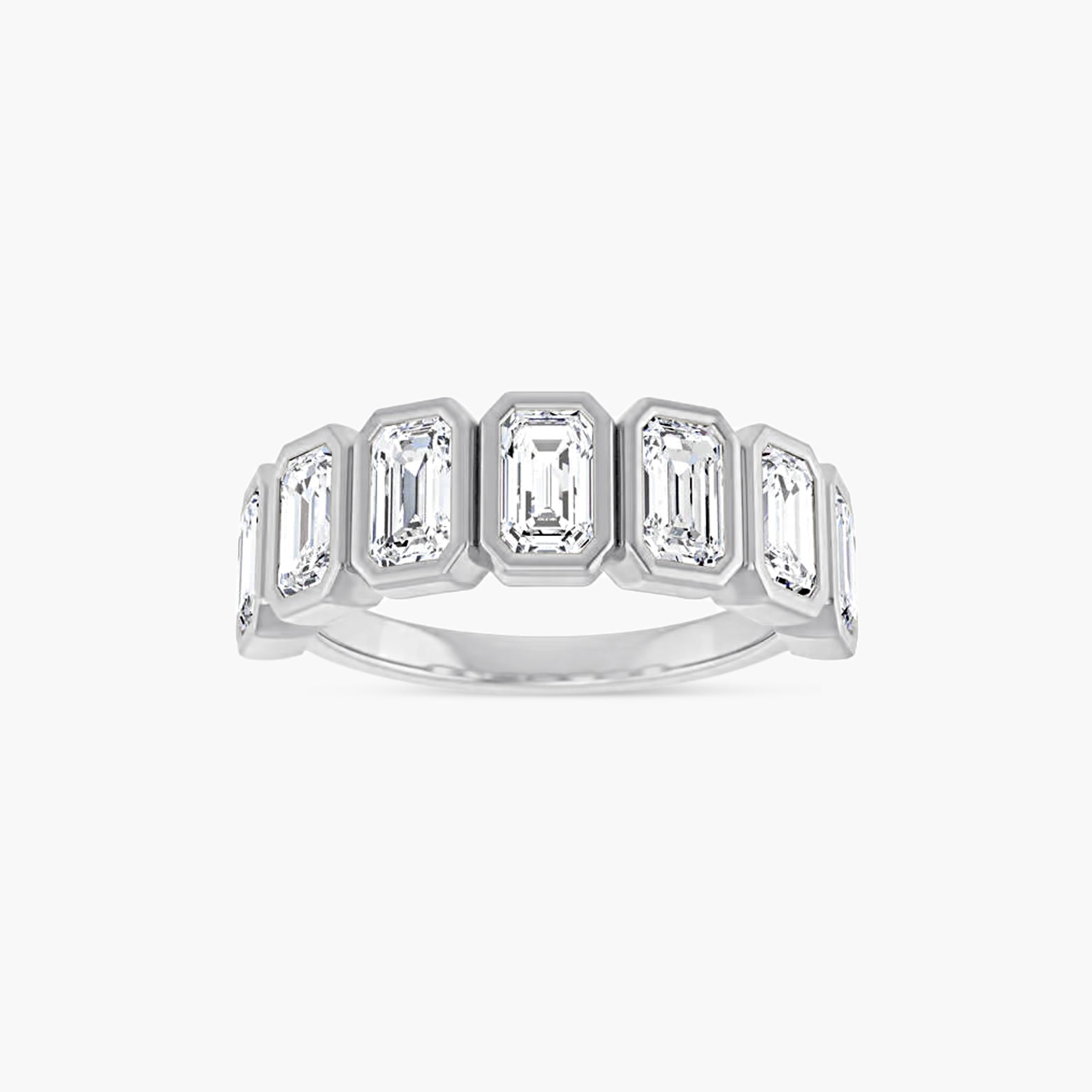 Oval & Emerald Bezel-Set Anniversary Band