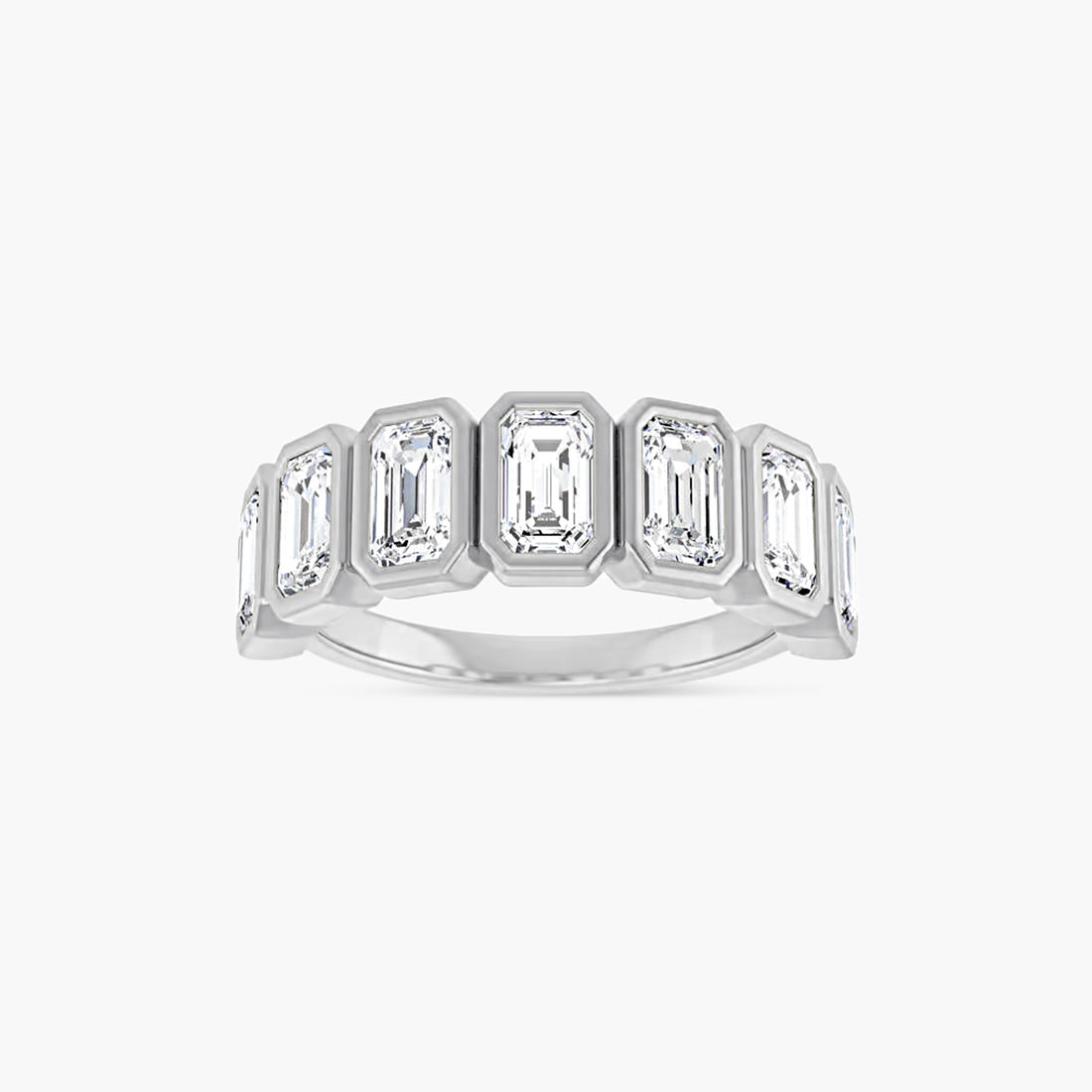 Oval & Emerald Bezel-Set Anniversary Band