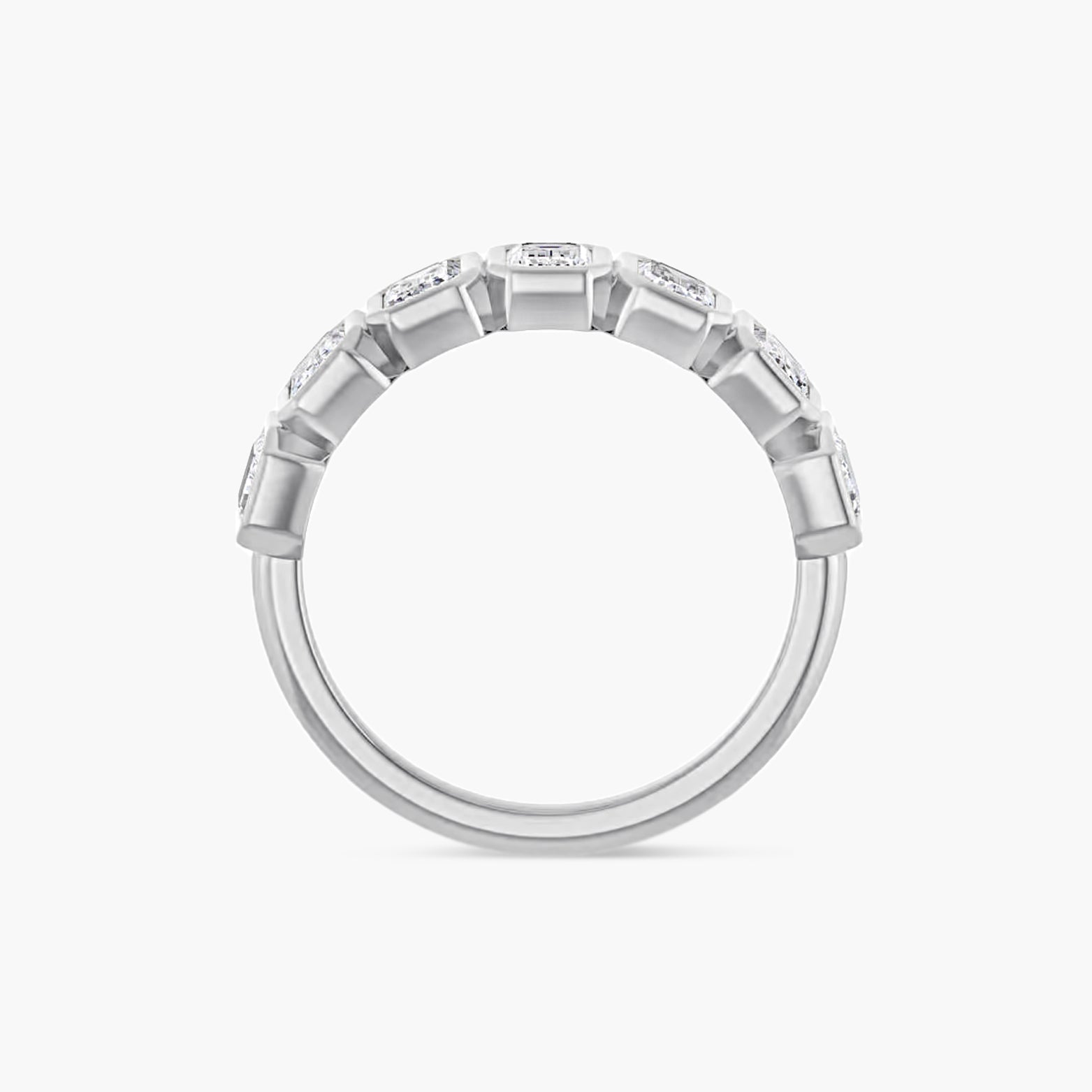 Oval & Emerald Bezel-Set Anniversary Band