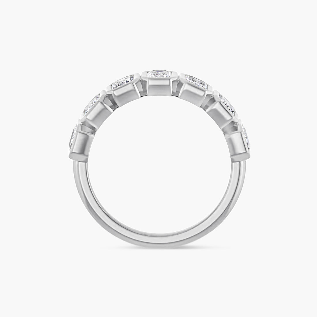 Oval & Emerald Bezel-Set Anniversary Band