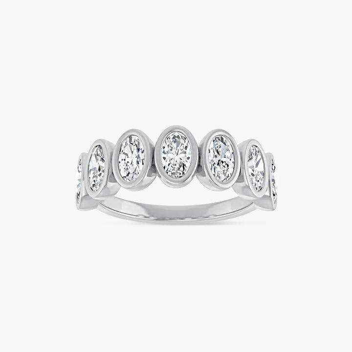 Oval & Emerald Bezel-Set Anniversary Band