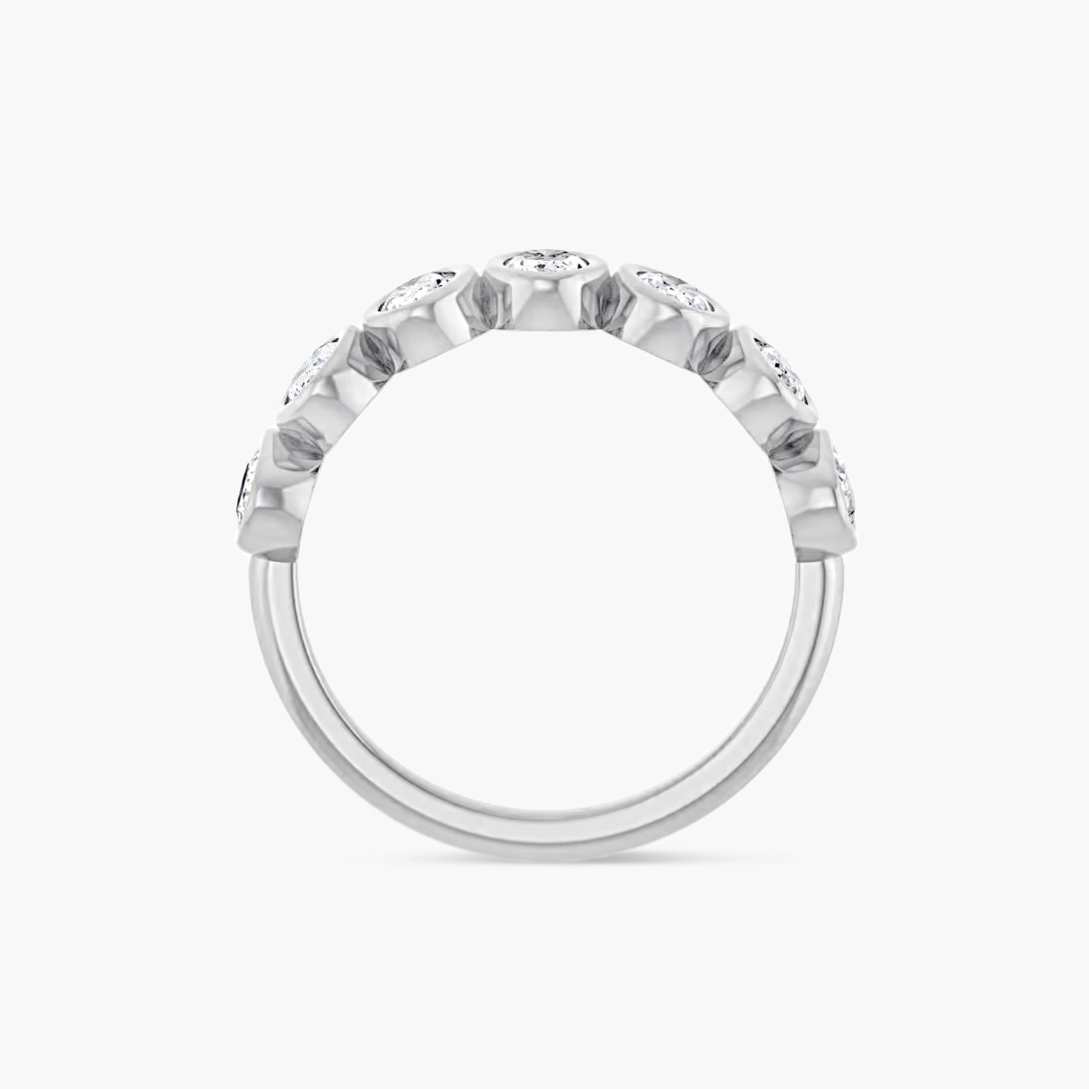 Oval & Emerald Bezel-Set Anniversary Band