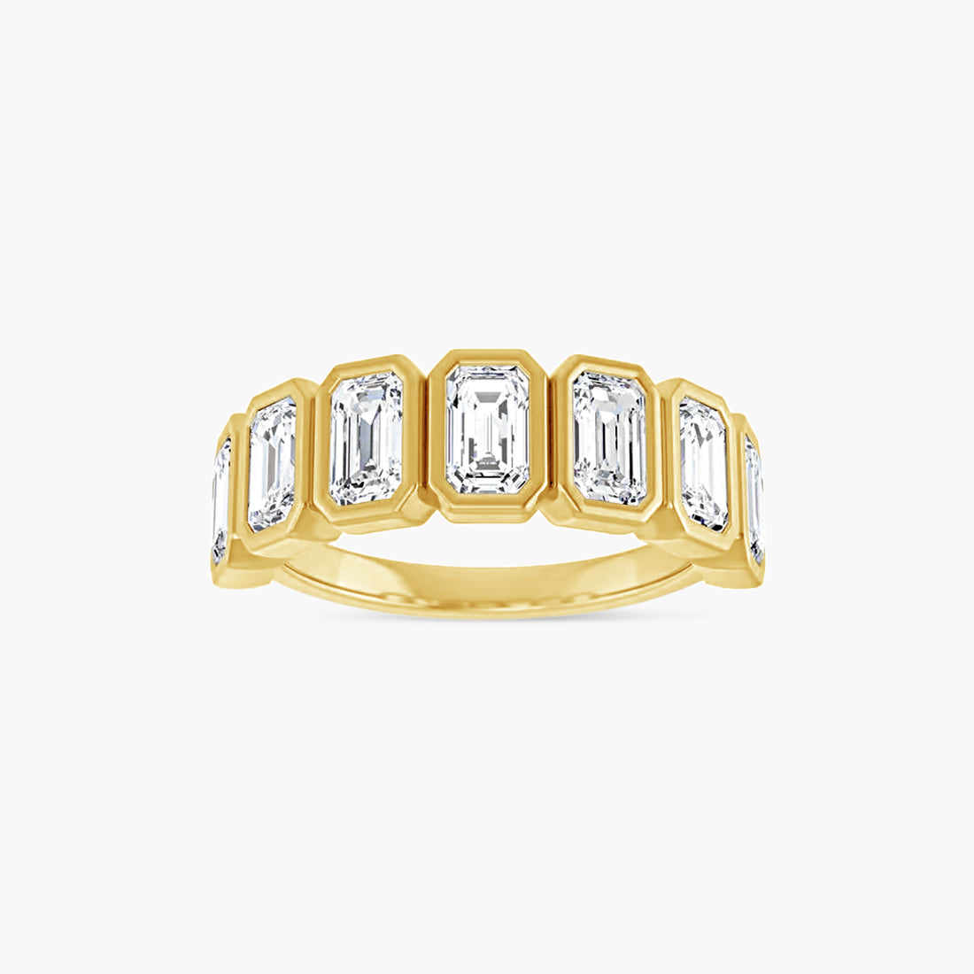 Oval & Emerald Bezel-Set Anniversary Band