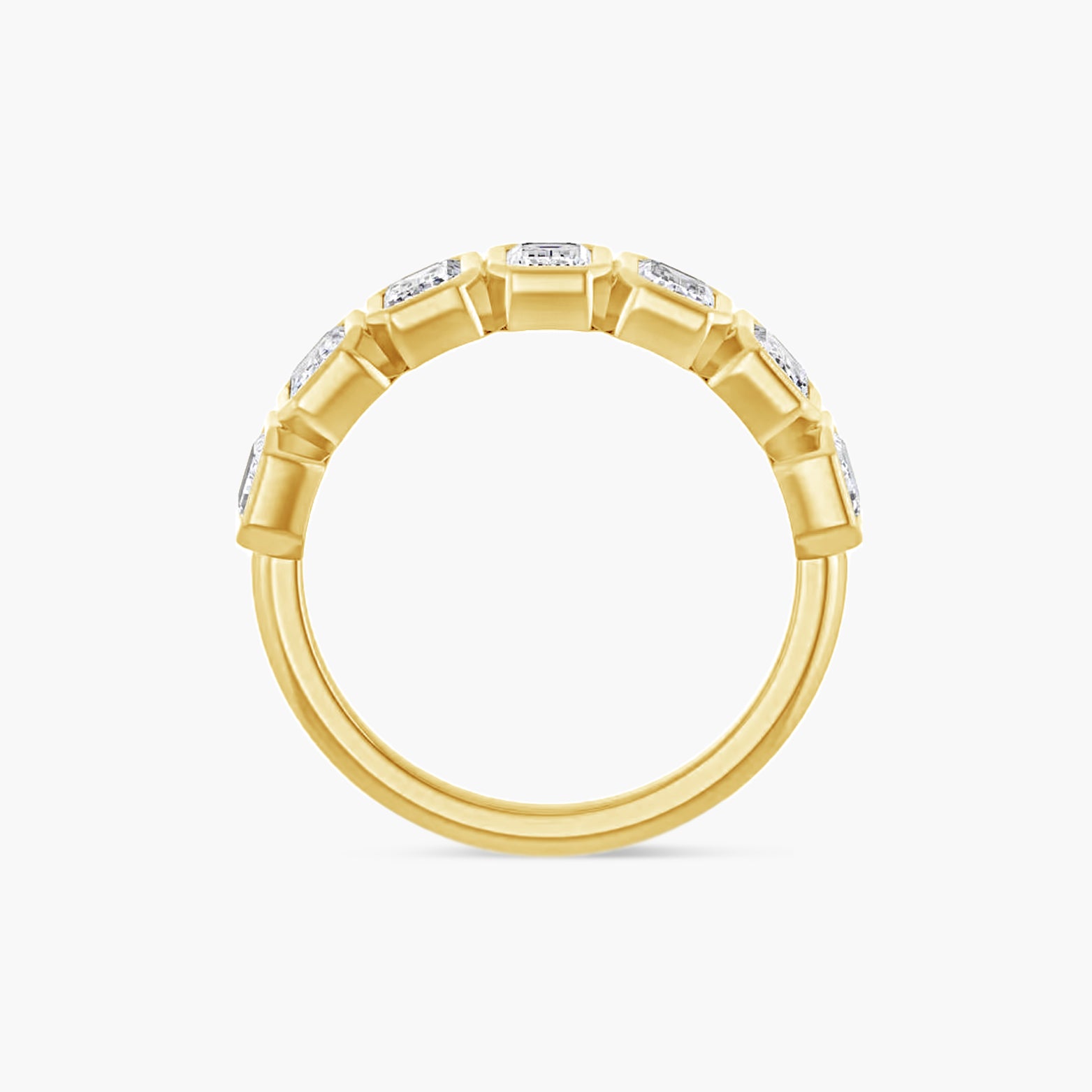 Oval & Emerald Bezel-Set Anniversary Band