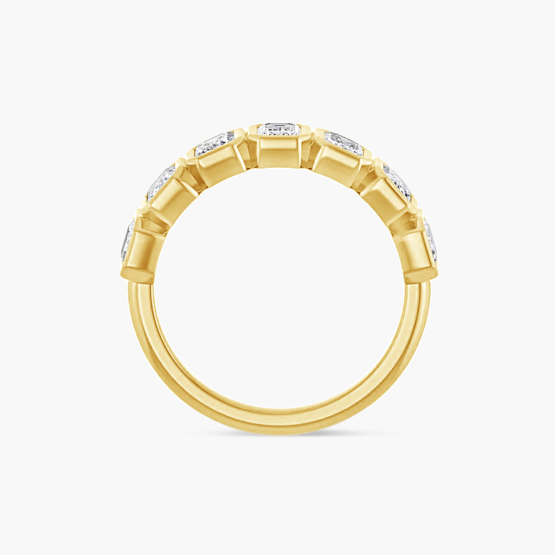 Oval & Emerald Bezel-Set Anniversary Band