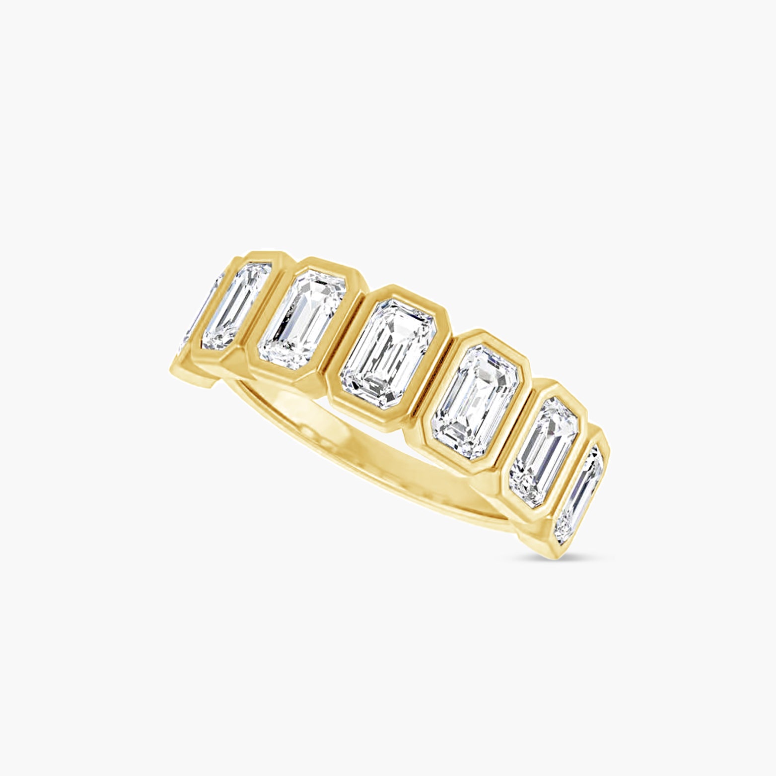 Oval & Emerald Bezel-Set Anniversary Band