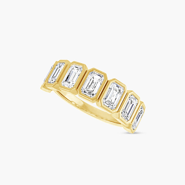 Oval & Emerald Bezel-Set Anniversary Band