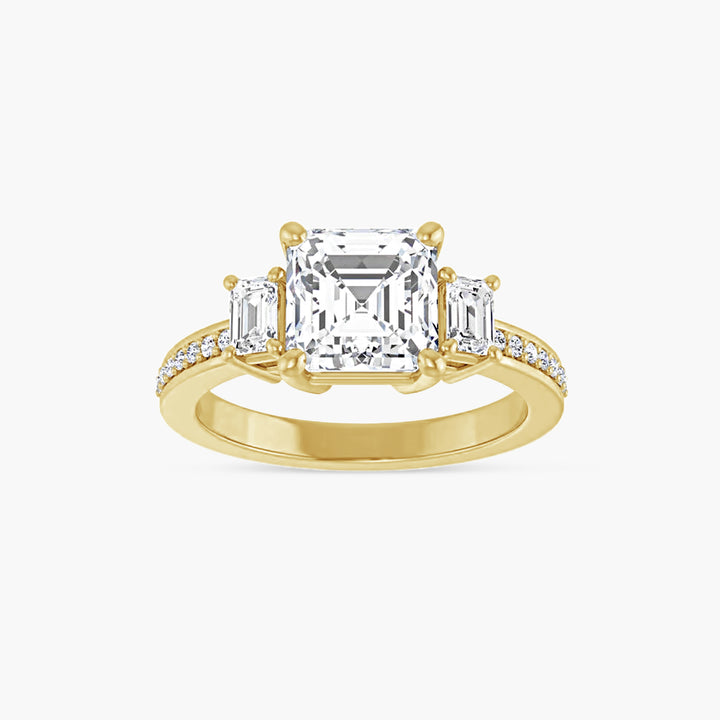 The Three Stone Amara Asscher Yellow Gold