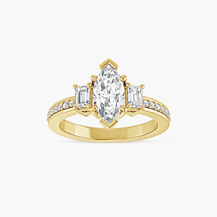 The Three Stone Amara Marquise  Yellow Gold