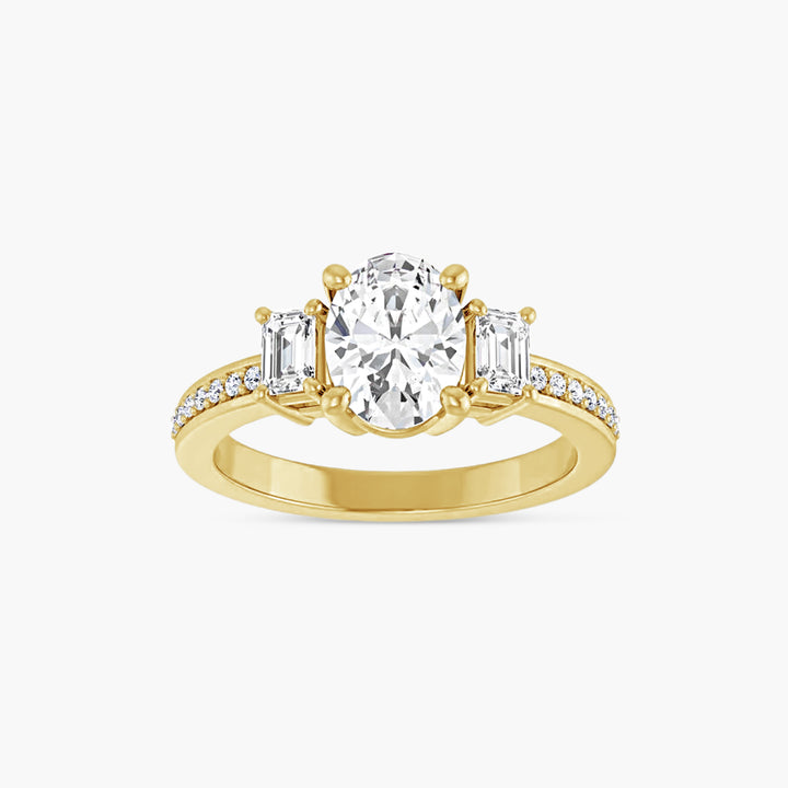 The Three Stone Amara  Oval Yellow Gold