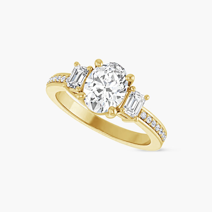 The Three Stone Amara  Oval Yellow Gold