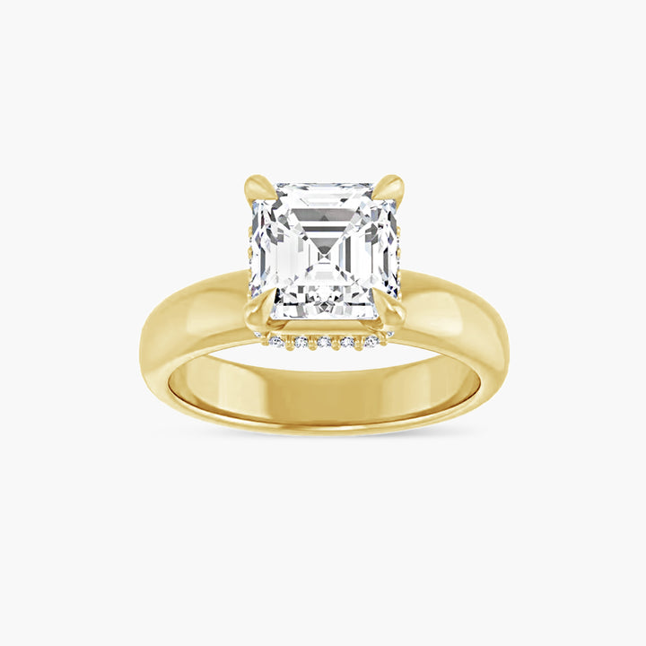 The Hidden Halo Wren Asscher Yellow Gold