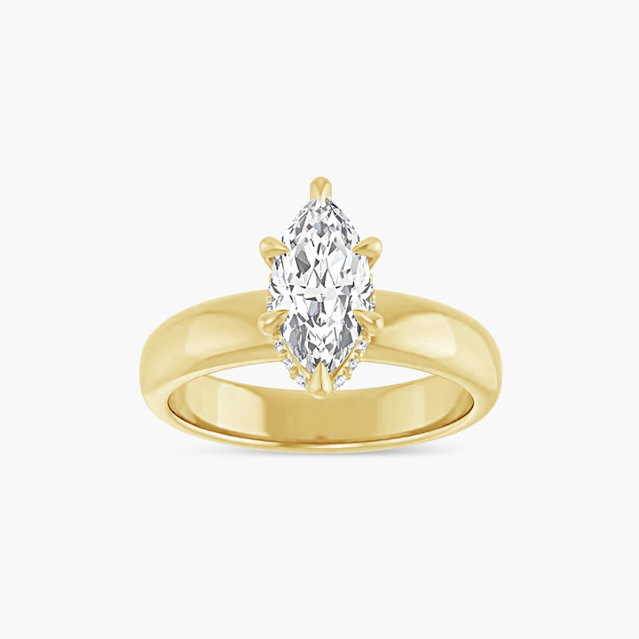The Hidden Halo Wren Marquise  Yellow Gold