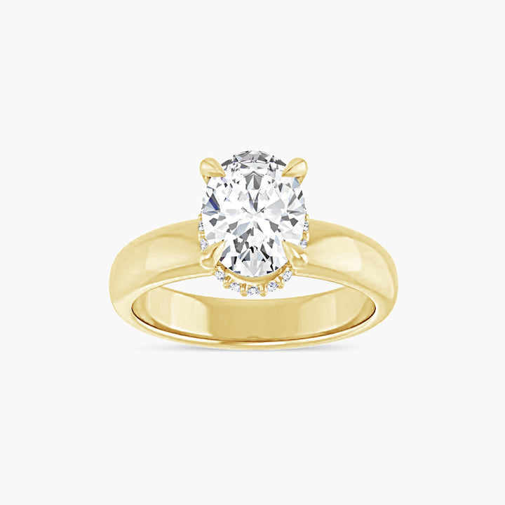 The Hidden Halo Wren  Oval Yellow Gold