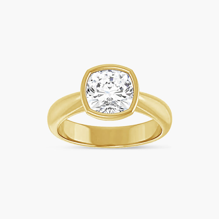 The Bezel-Set Esmé  Cushion Yellow Gold