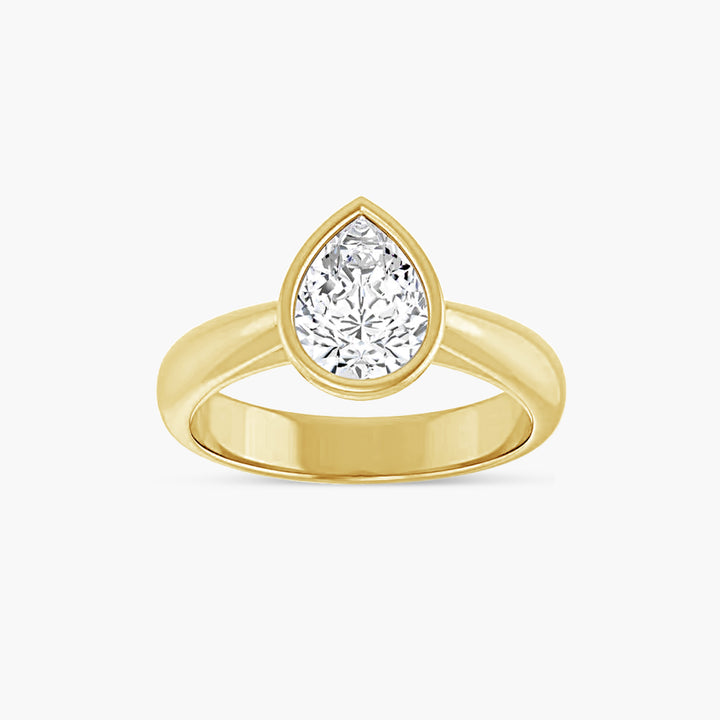 The Bezel-Set Esmé  Pear Yellow Gold