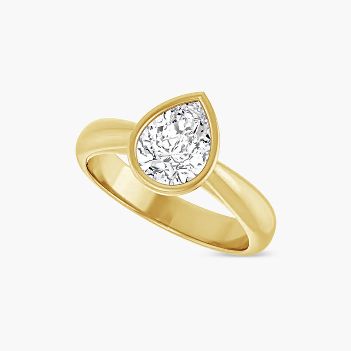 The Bezel-Set Esmé  Pear Yellow Gold