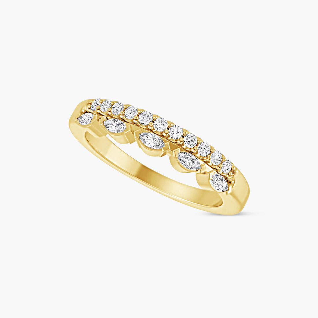 Double Row Marquise & Round Diamond Anniversary Band