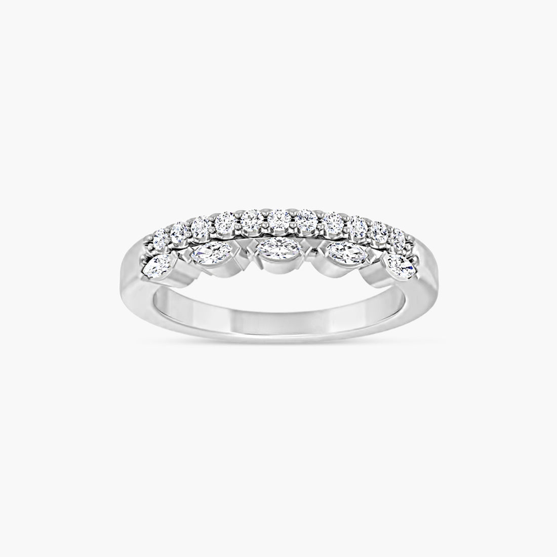 Double Row Marquise & Round Diamond Anniversary Band