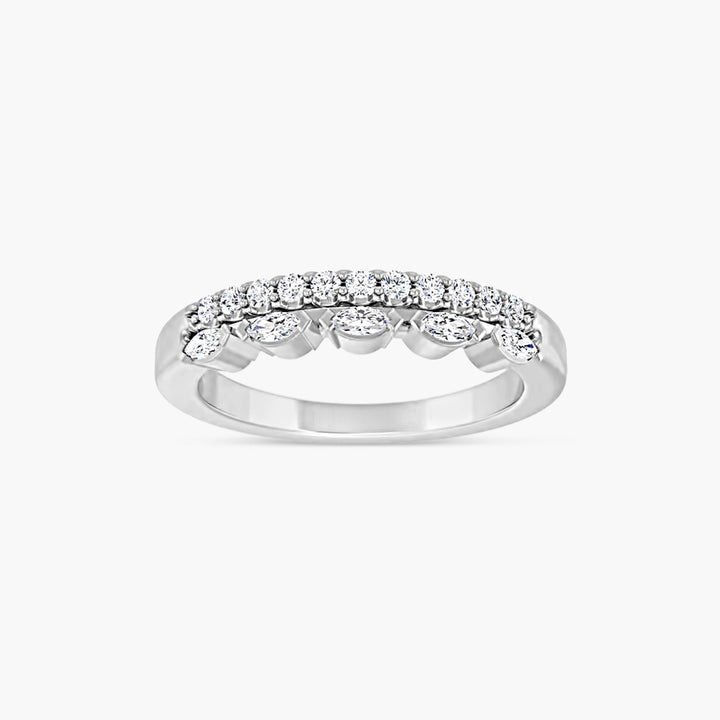 Double Row Marquise & Round Diamond Anniversary Band