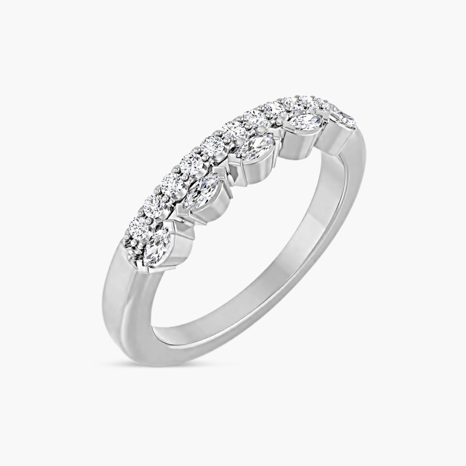 Double Row Marquise & Round Diamond Anniversary Band