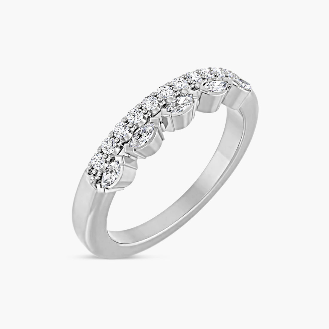 Double Row Marquise & Round Diamond Anniversary Band