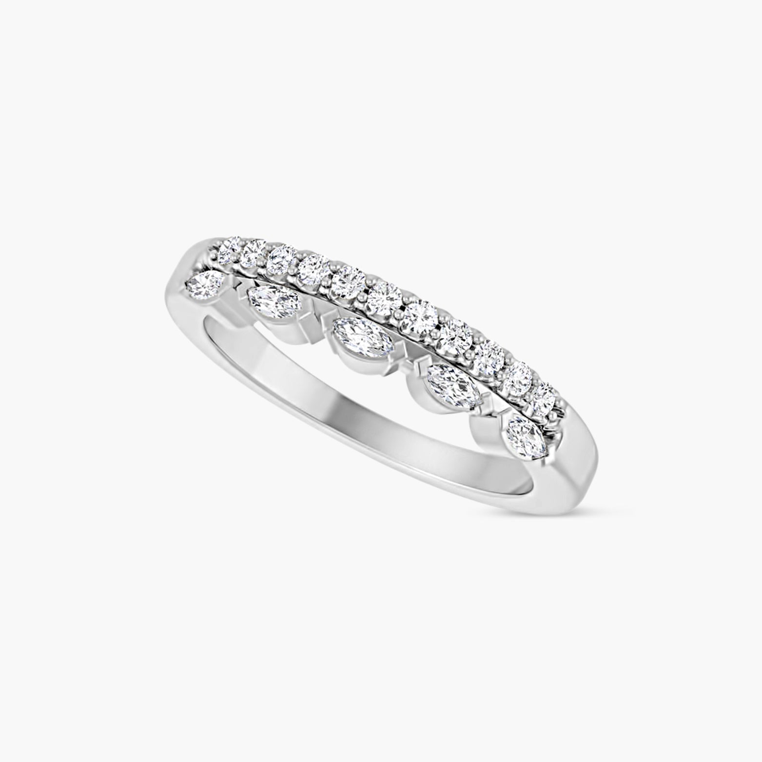 Double Row Marquise & Round Diamond Anniversary Band