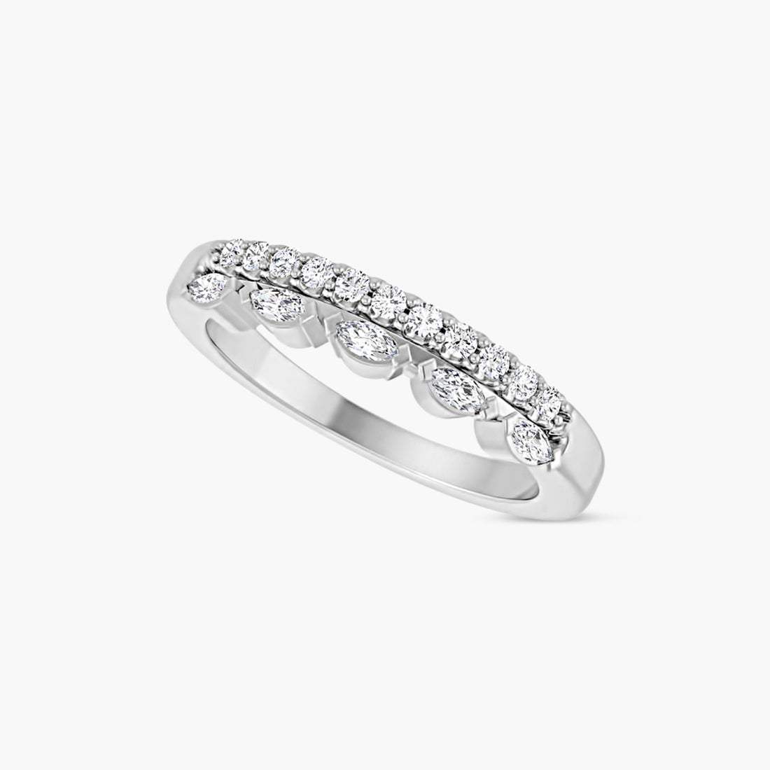 Double Row Marquise & Round Diamond Anniversary Band
