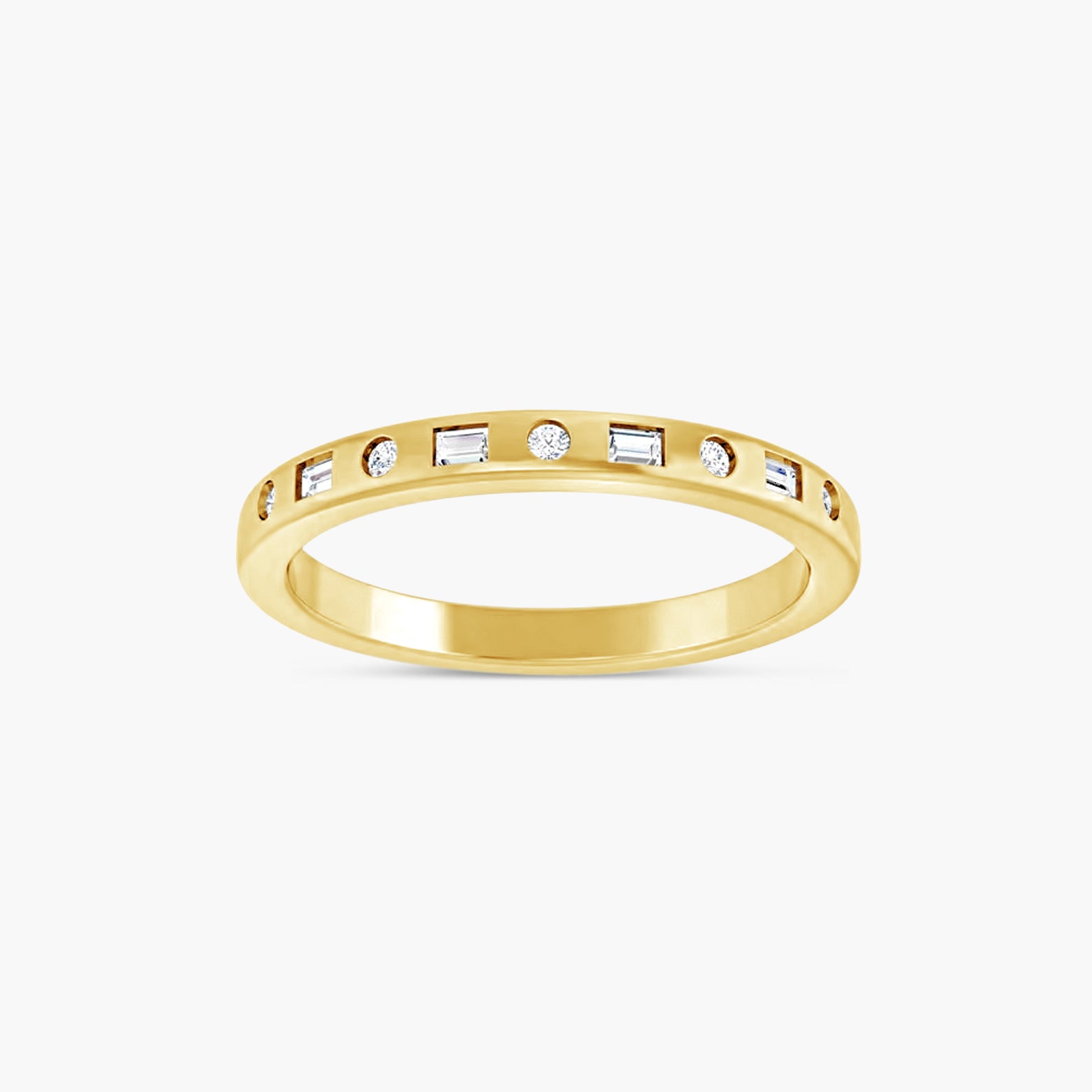 Alternating Baguette & Round Diamond Anniversary Band