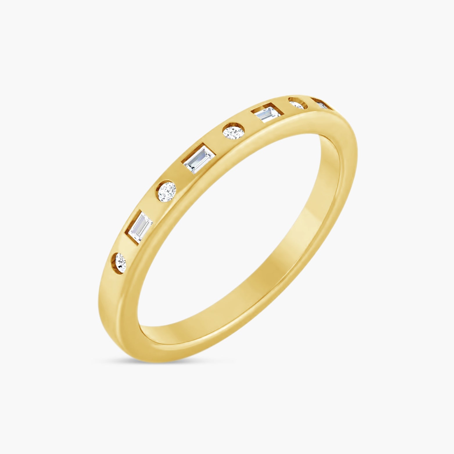 Alternating Baguette & Round Diamond Anniversary Band