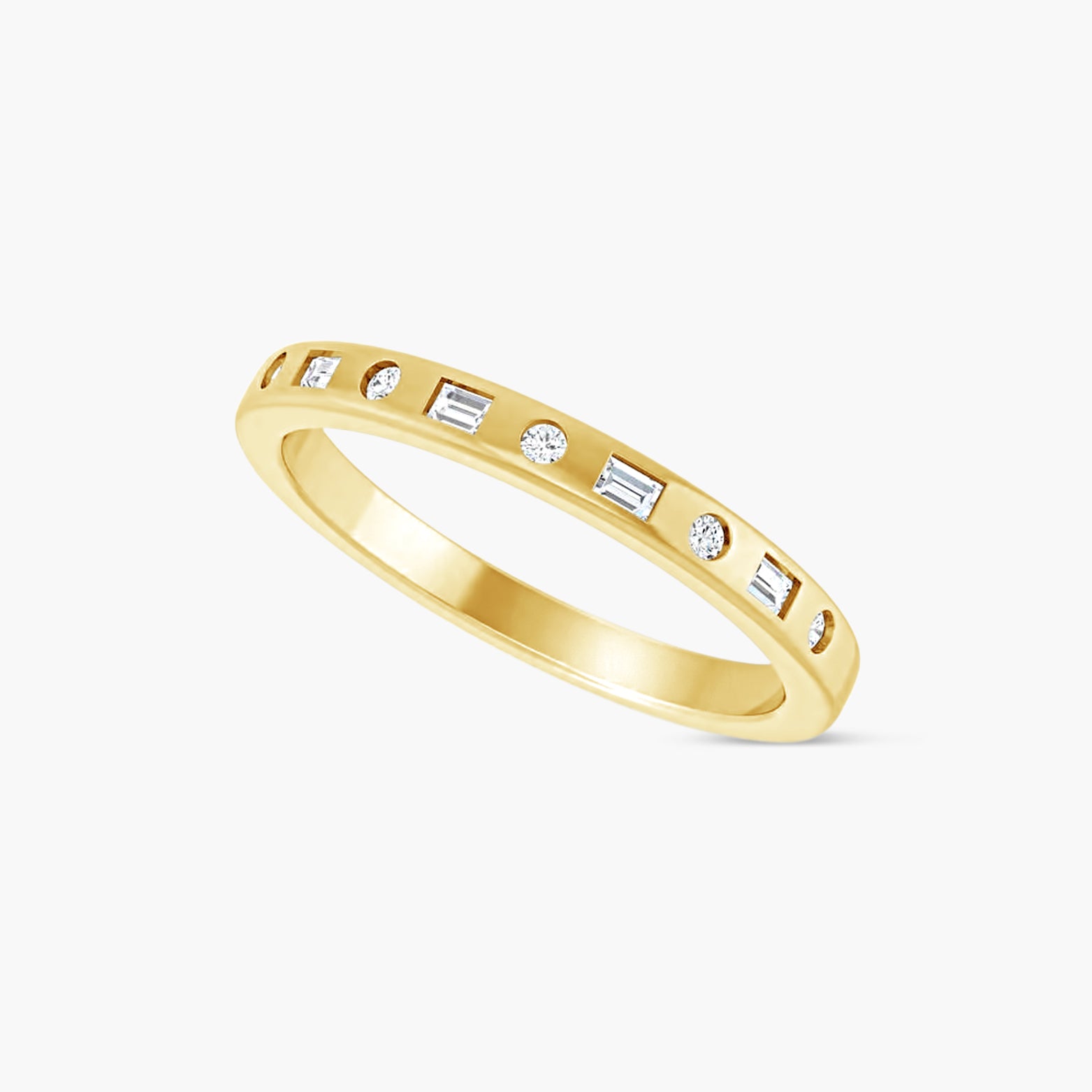 Alternating Baguette & Round Diamond Anniversary Band