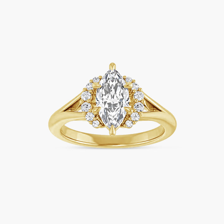 The Accented Iris Marquise  Yellow Gold