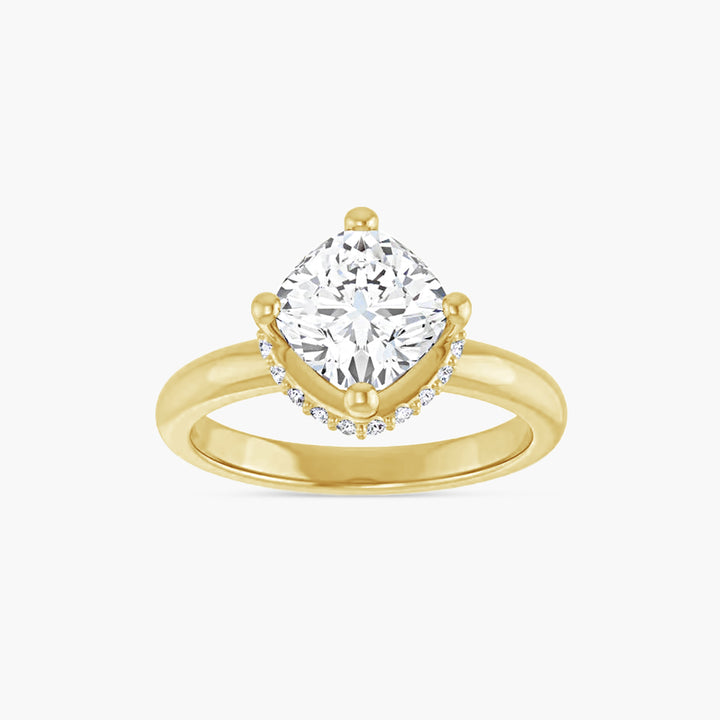 The Hidden Halo Mercy-Rae Cushion Yellow Gold