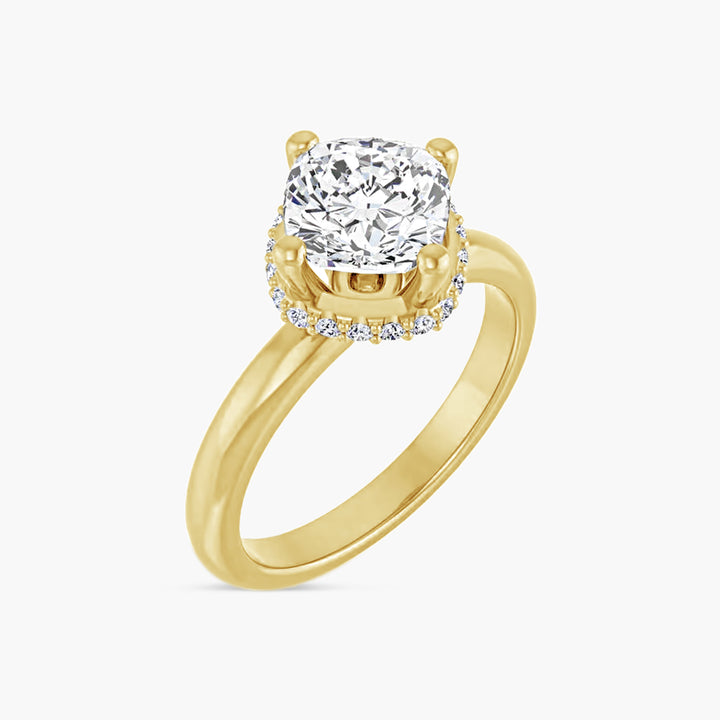 The Hidden Halo Mercy-Rae Cushion Yellow Gold