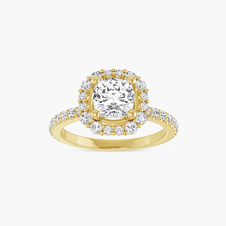 The Halo Thea  Cushion Yellow Gold