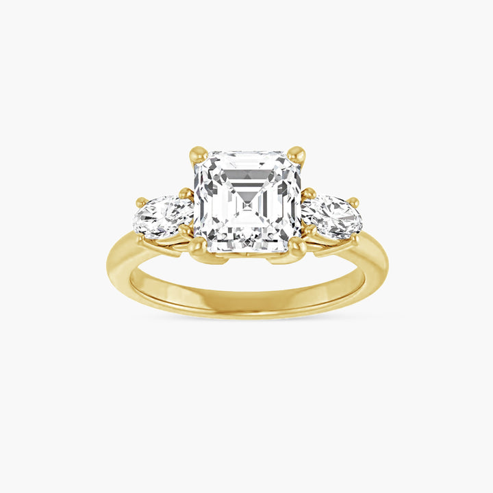 The Three Stone Sage-Rae Asscher Yellow Gold