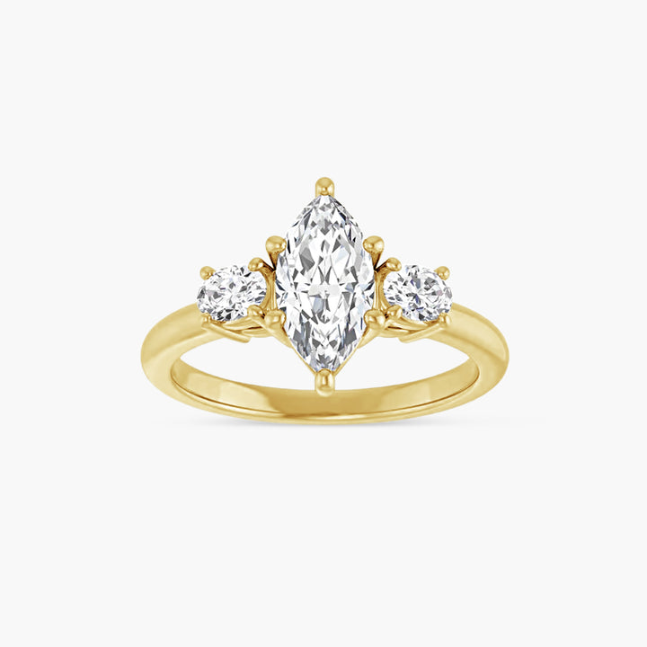 The Three Stone Sage-Rae Marquise  Yellow Gold