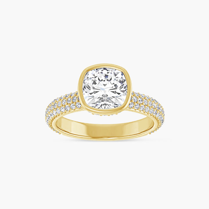 The Bezel-Set Seraphina  Cushion Yellow Gold
