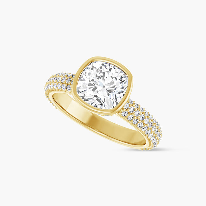 The Bezel-Set Seraphina  Cushion Yellow Gold