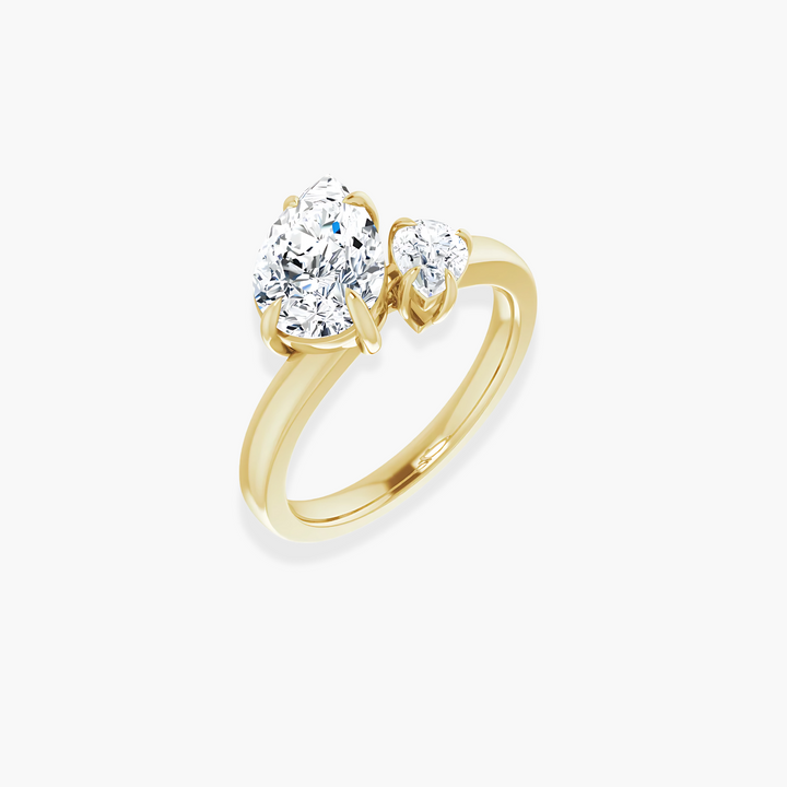 The Two Stone Moon Pear Yellow Gold