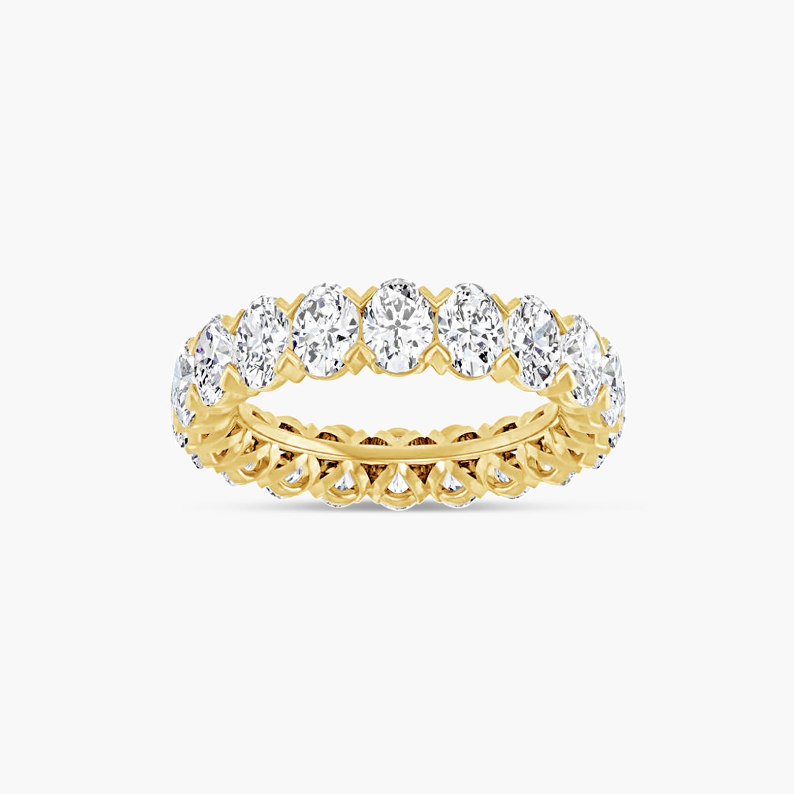 Oval & Emerald Low Profile V-Prong Eternity Band