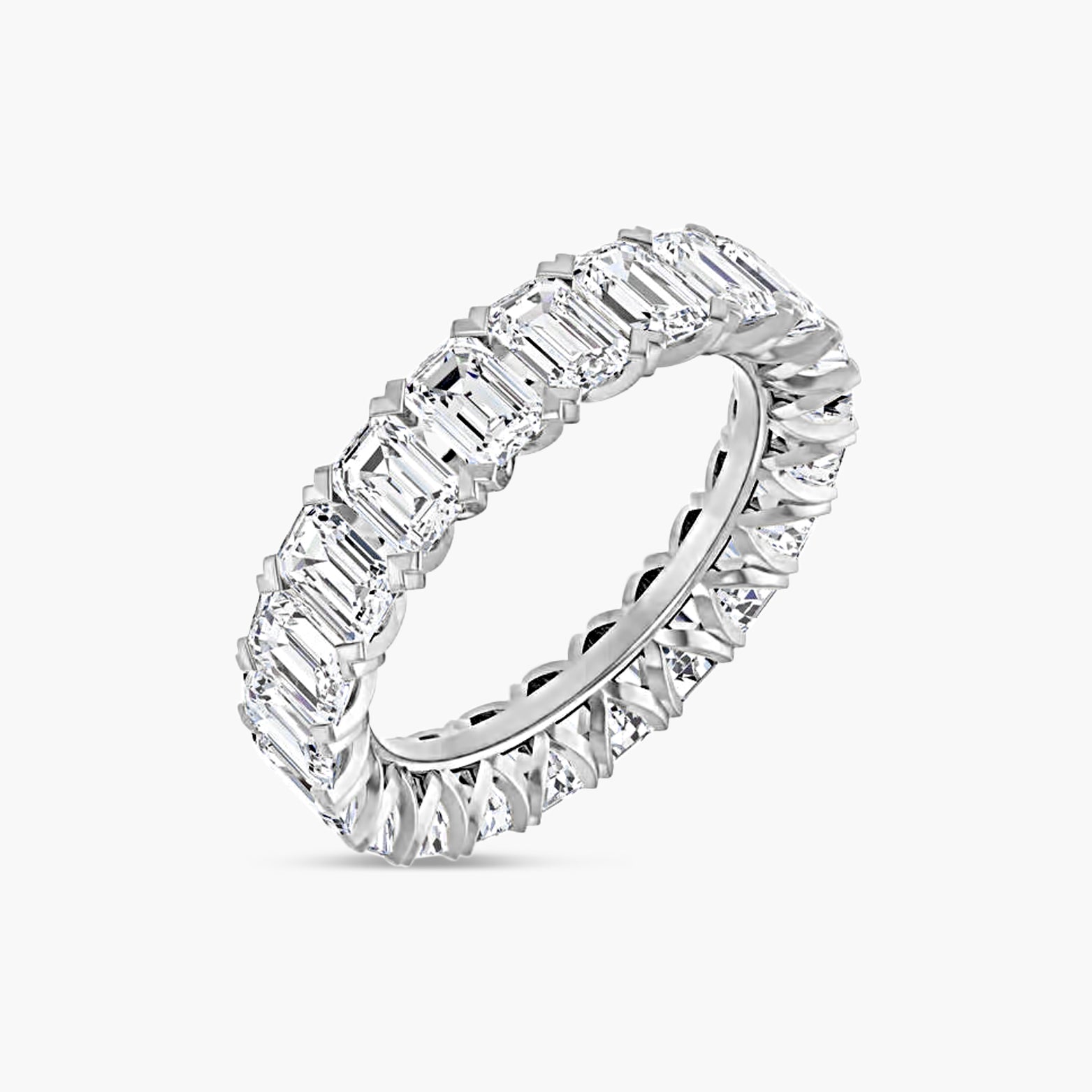 Oval & Emerald Low Profile V-Prong Eternity Band