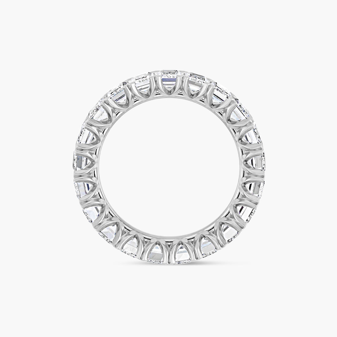 Oval & Emerald Low Profile V-Prong Eternity Band