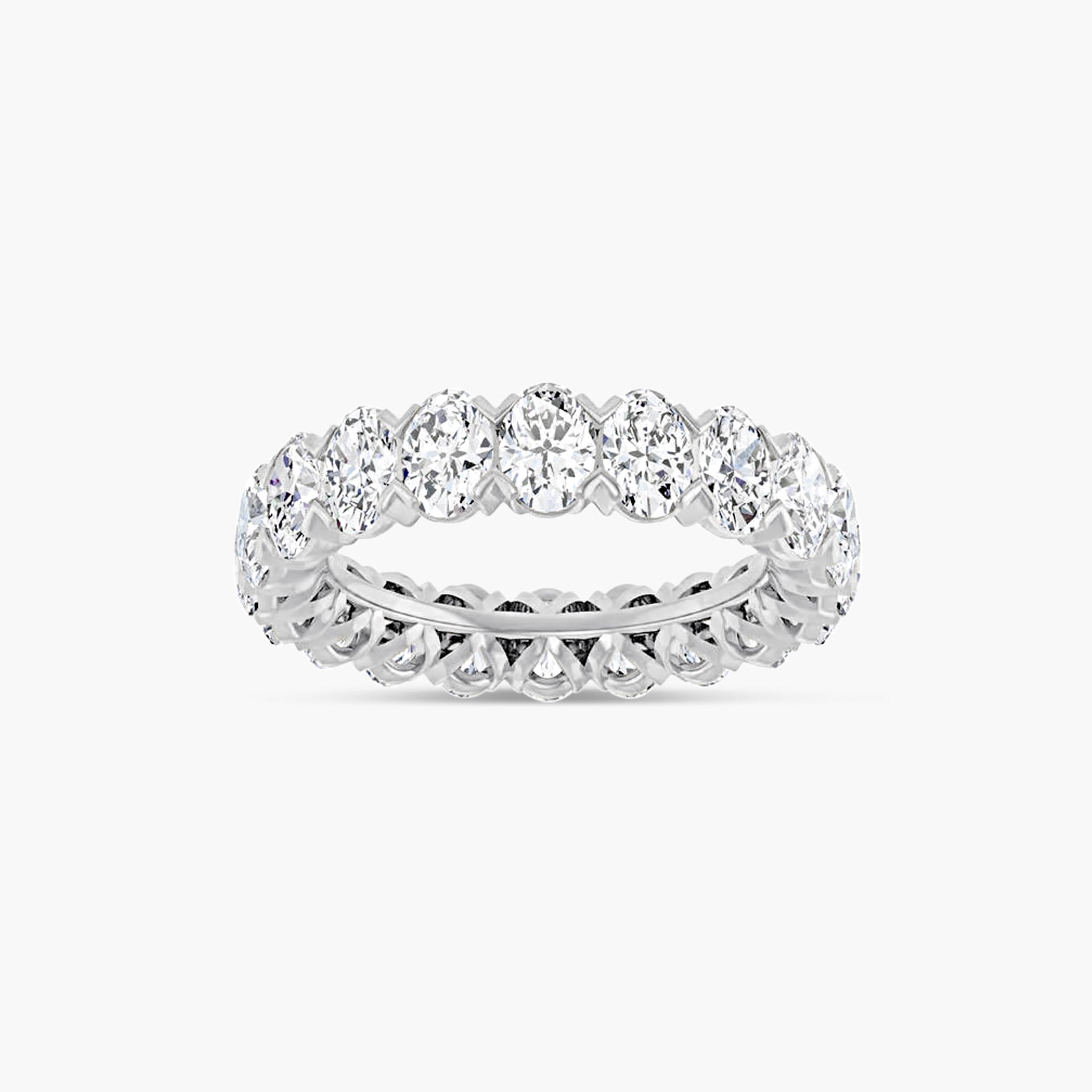 Oval & Emerald Low Profile V-Prong Eternity Band