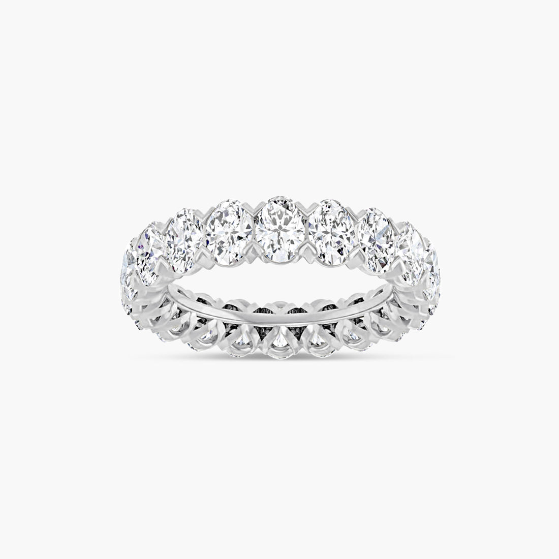 Oval & Emerald Low Profile V-Prong Eternity Band